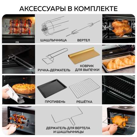 Мини-печь GFGRIL Многофункциональная GFO-40 духовка с 2 конфорками