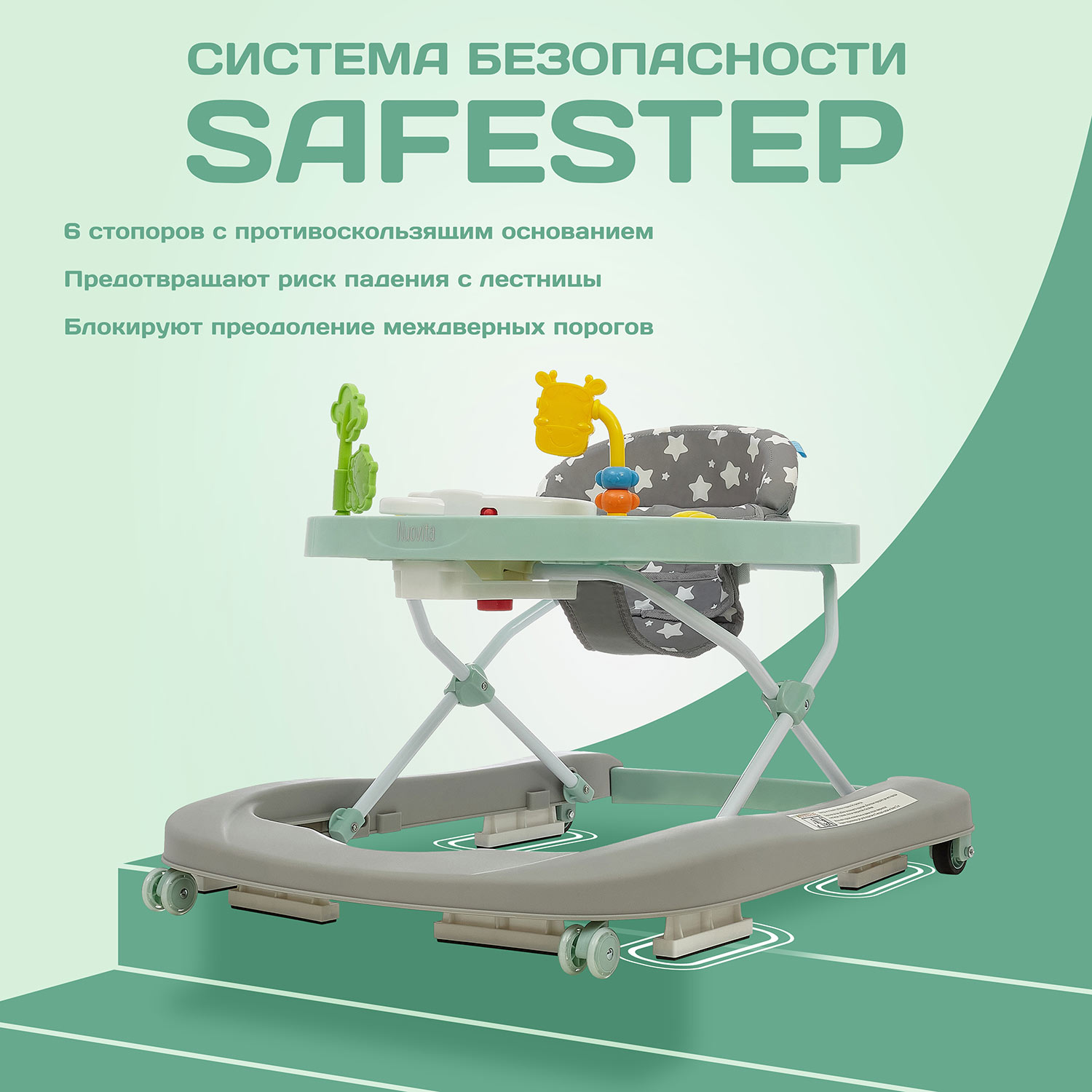 Ходунки Nuovita Avvio бирюзовый - фото 11