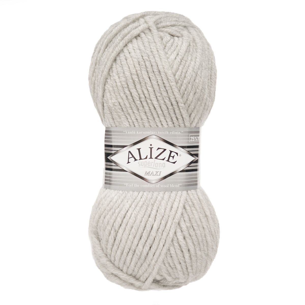 Пряжа Alize полушерстяная мягкая Superlana maxi 100г 100м 5 шт 208 светло-серый меланж - фото 6