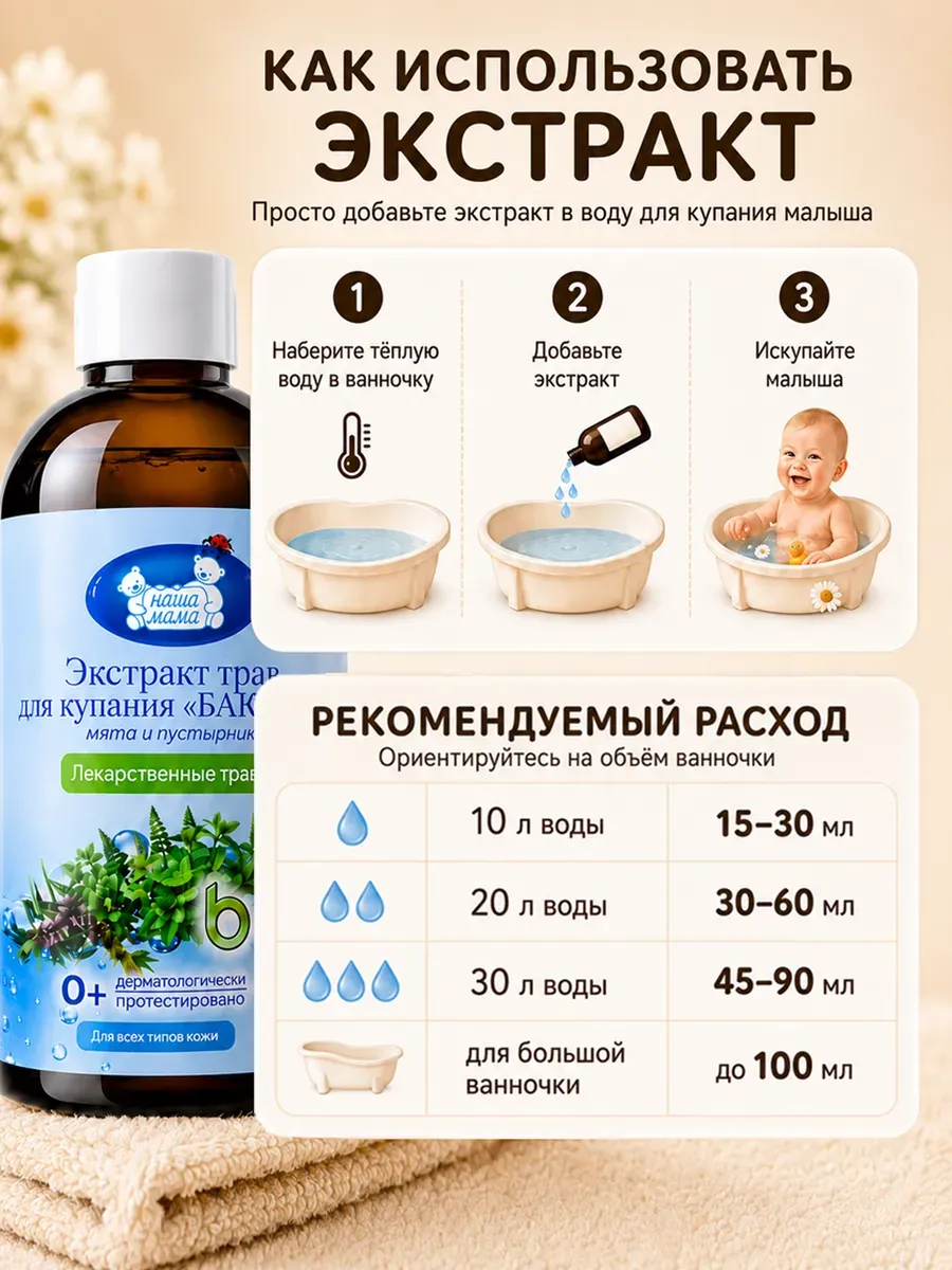 Экстракт для купания Наша Мама мята пустырник баю-бай 500 мл 2 шт. - фото 7