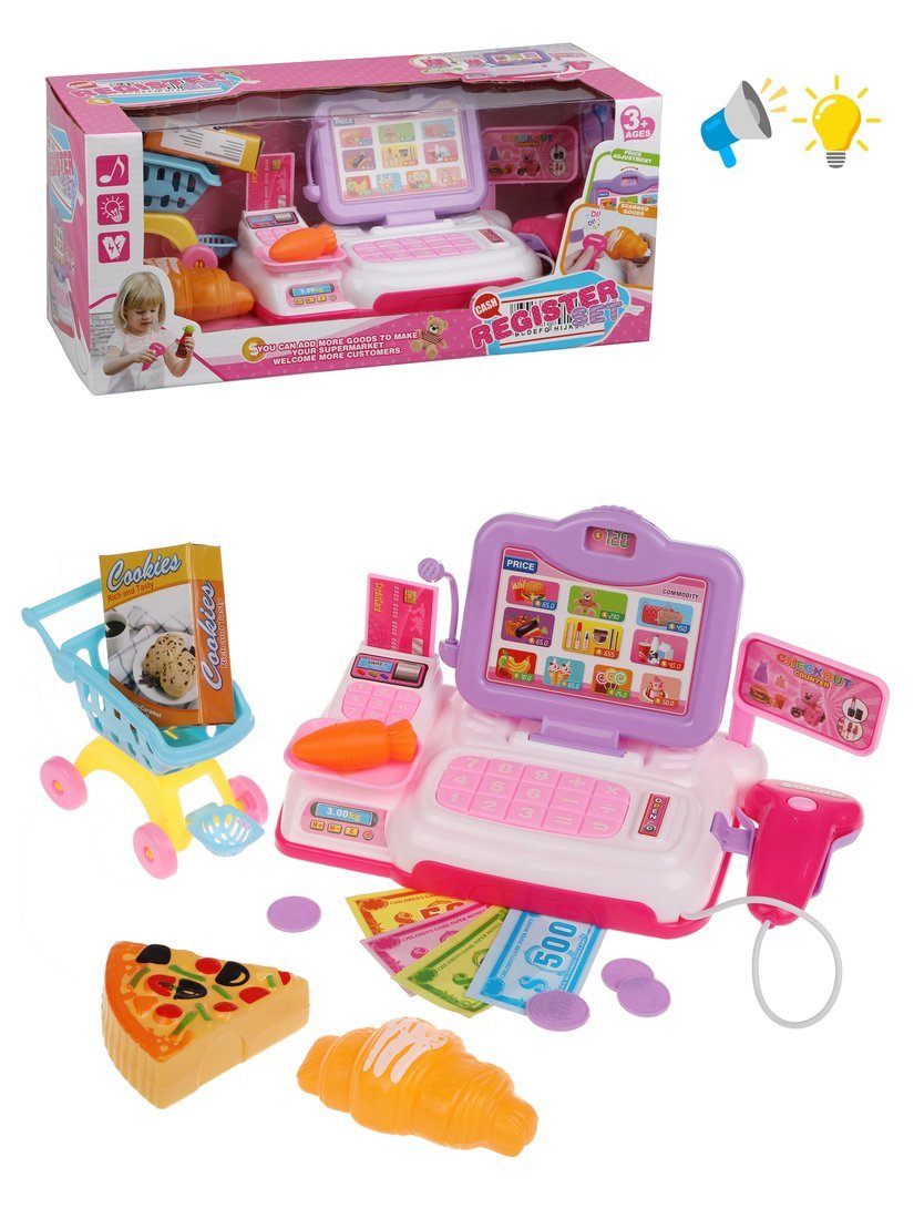 Игровой набор Наша Игрушка продукты, прилавок, касса, тележки и корзинки - фото 1