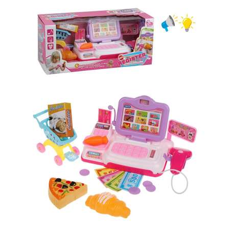 Игровой набор Наша Игрушка продукты, прилавок, касса, тележки и корзинки