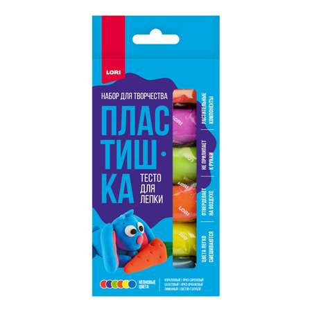 Тесто-пластилин LORI(колорит) Пластишка 6 цветов по 30г 6 цв.