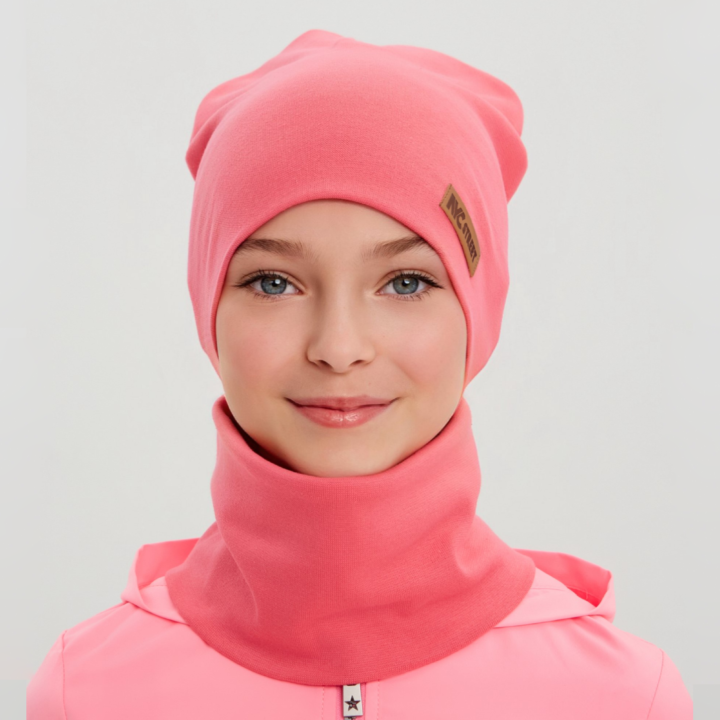 Шапка и снуд KUBRIO KU-H-67-plainG-pink - фото 7