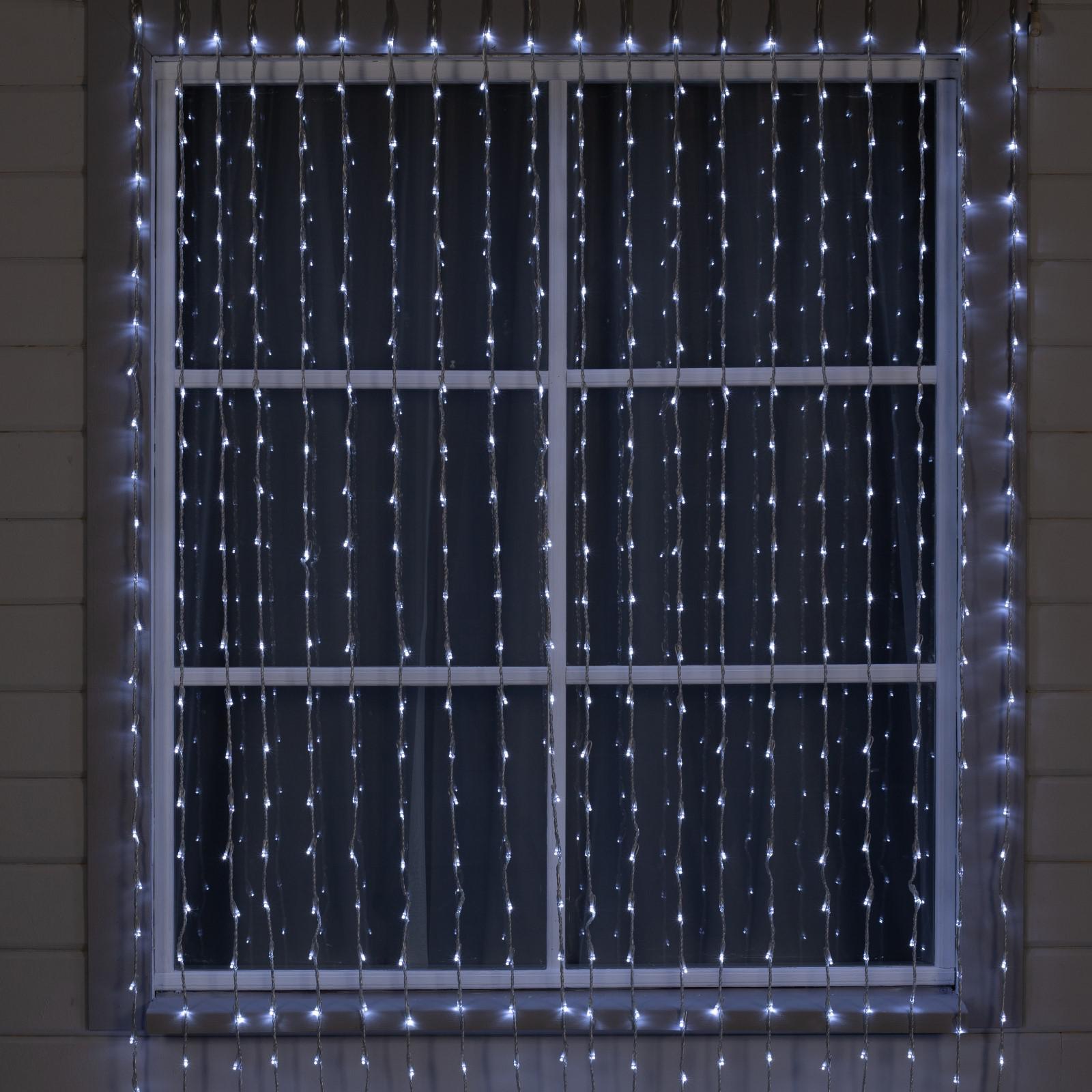 Гирлянда Luazon «Водопад» IP44 УМС прозрачная нить 1500 LED свечение белое 8 режимов 220 В - фото 1
