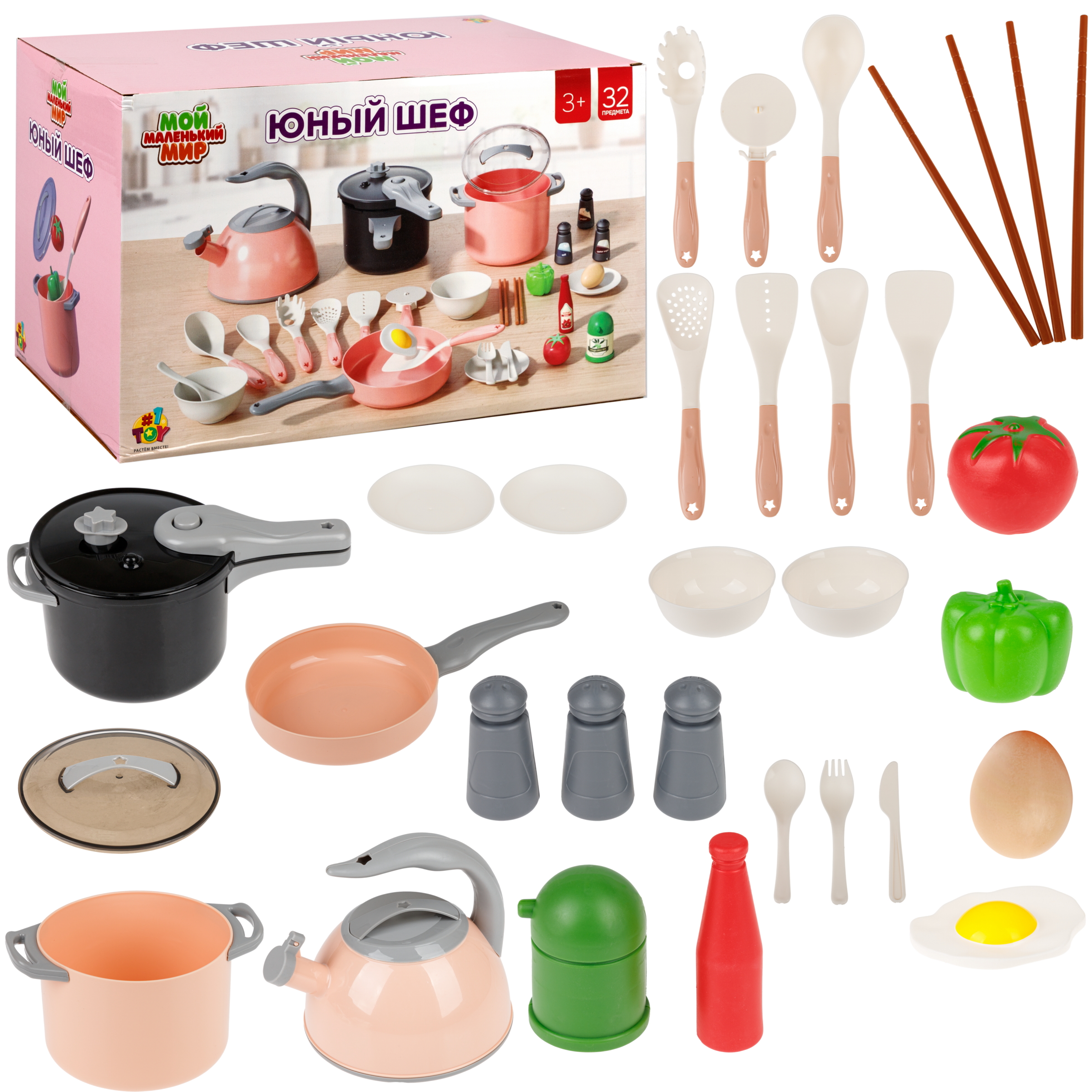 Игрушка 1TOY чайник, мультиварка, посуда, продукты 32 предм. - фото 1