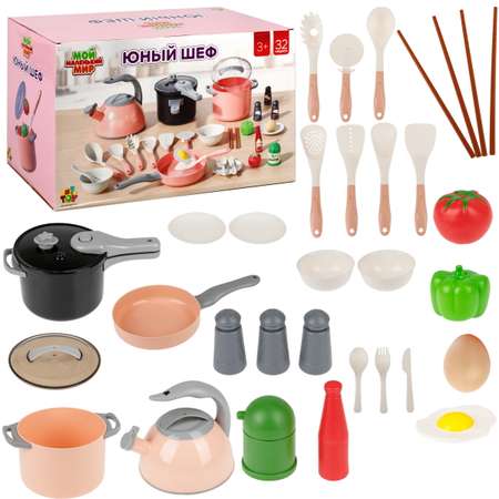 Игрушка 1TOY чайник, мультиварка, посуда, продукты 32 предм.