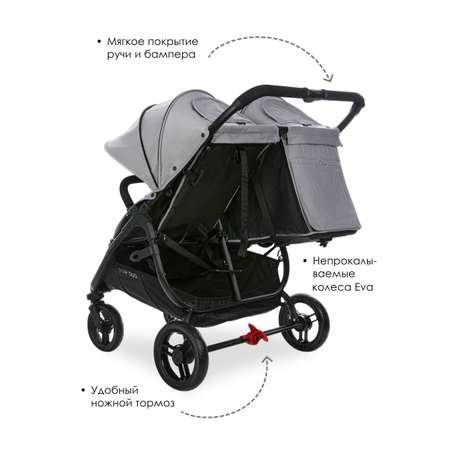 Коляска прогулочная для двойни Valco baby Snap Duo Flatt Matt серый