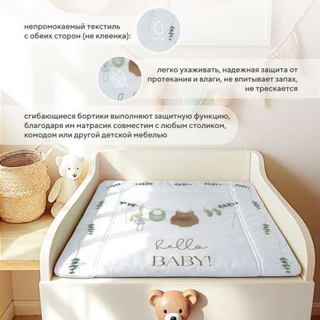 Пеленальный матрасик Rant Hello baby White (70х70)
