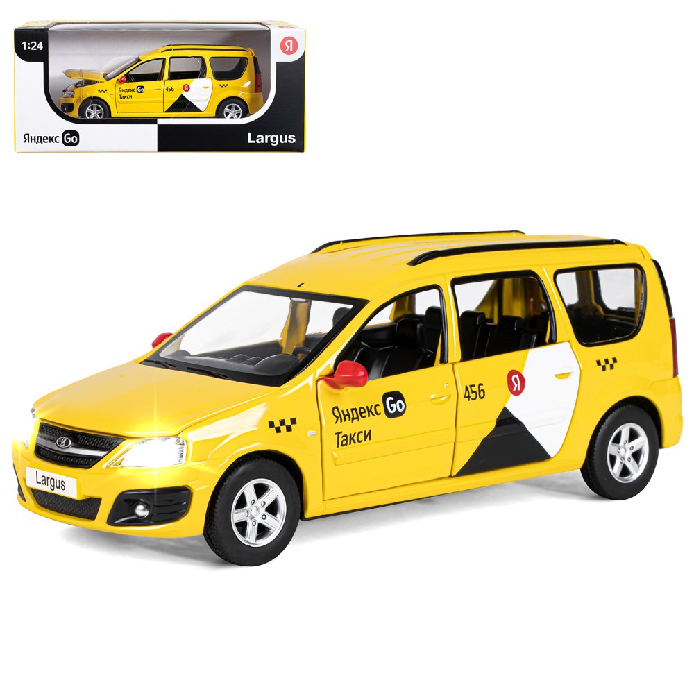 Автомобиль Яндекс GO LADA Largus Такси озвучено Алисой 1:24 желтый JB1251481 - фото 12