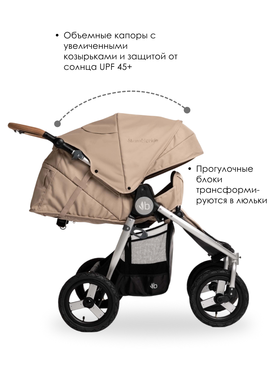 Коляска прогулочная Bumbleride Indie Twin 2025 / Sand - фото 2