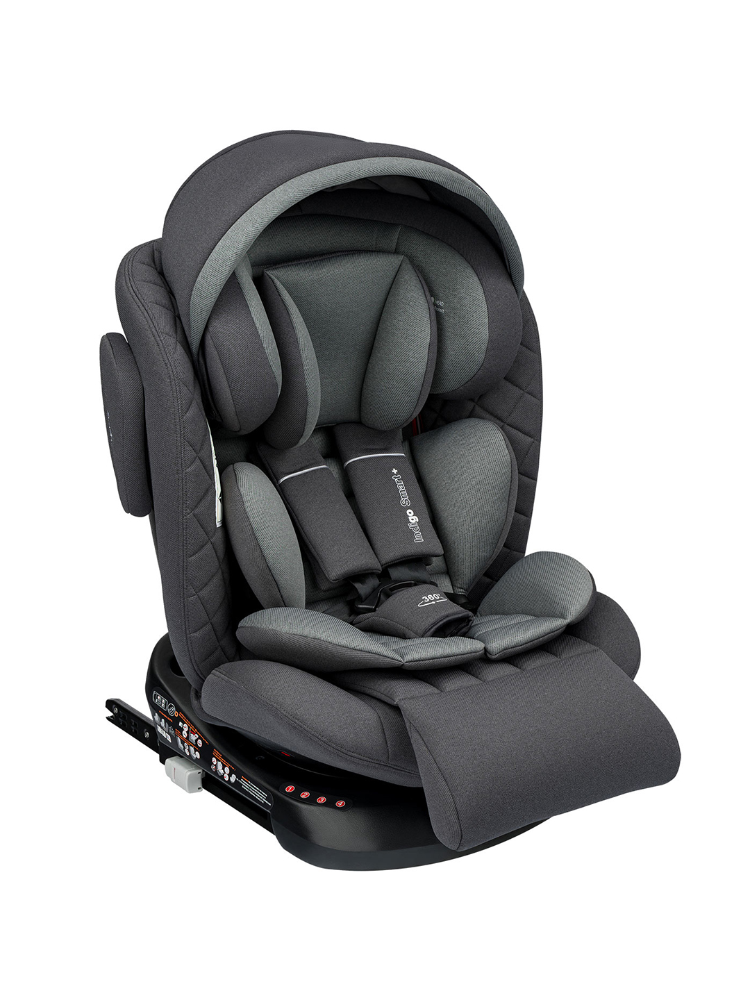Автокресло Indigo SMART+ серый Isofix 0+/1/2/3 (0-36 кг) - фото 1