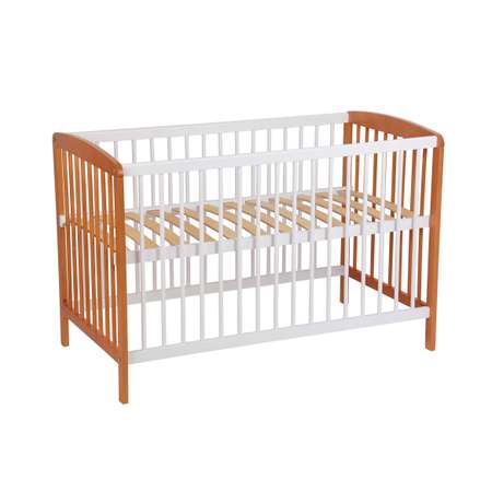 Детская кроватка Polini kids прямоугольная, без маятника (бук, белый)