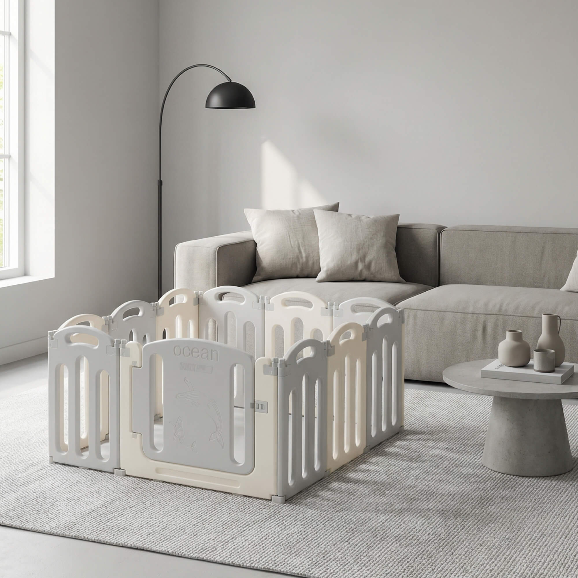 Манеж ширма UNIX Kids Океан/Ocean 114 x 114 см серый POCEAN114SQUAREGY - фото 14