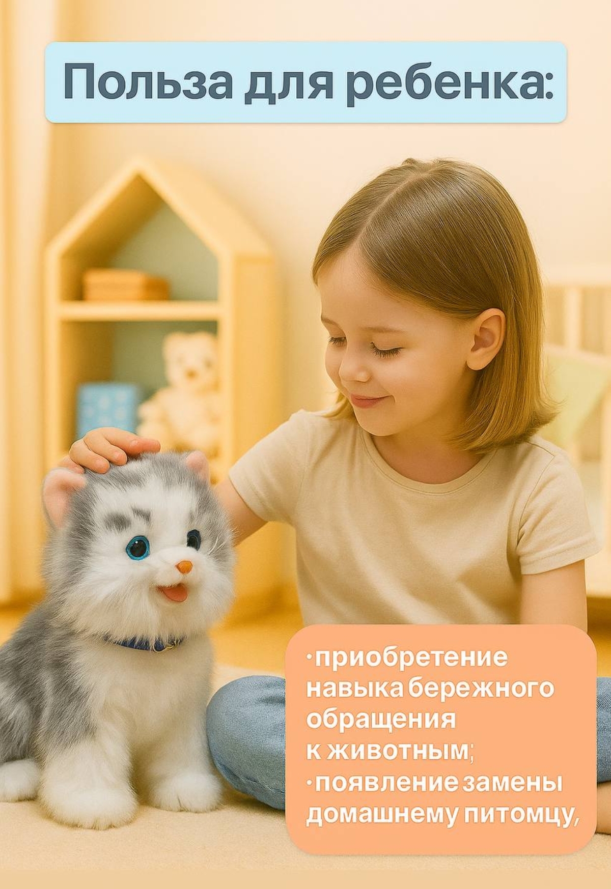 Мягкая игрушка BalaToys котик Интерактивный Музыкальный - фото 3