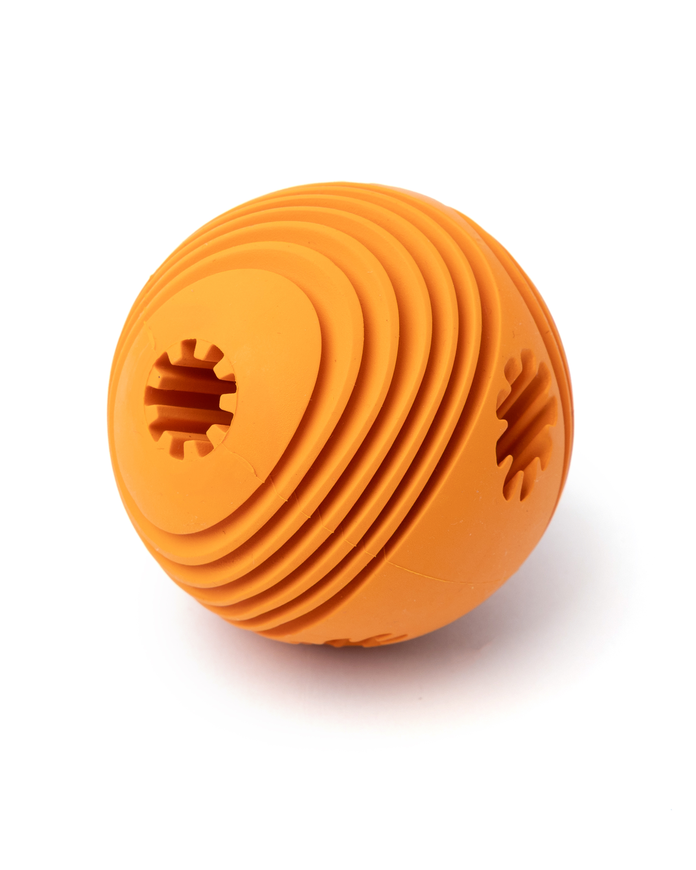 Игрушка для собак Barbaks Мяч-погрызайка оранжевый внутрь можно класть лакомства диаметр 6.3см резина - фото 2