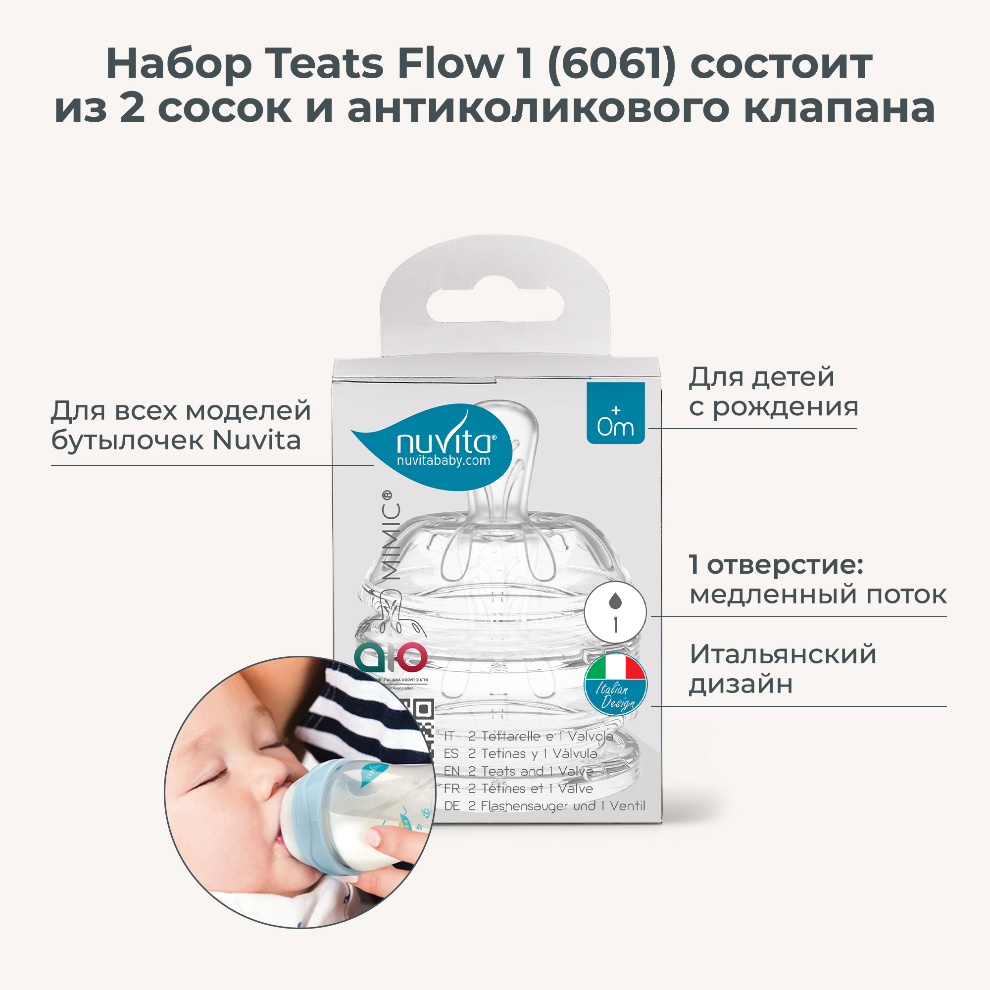 Соска Nuvita Anti-Colic силикон (медленный поток) 2 шт. - фото 2