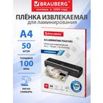 Пленки-заготовки для ламинирования Brauberg А4 извлекаемые 50 штук 100 мкм