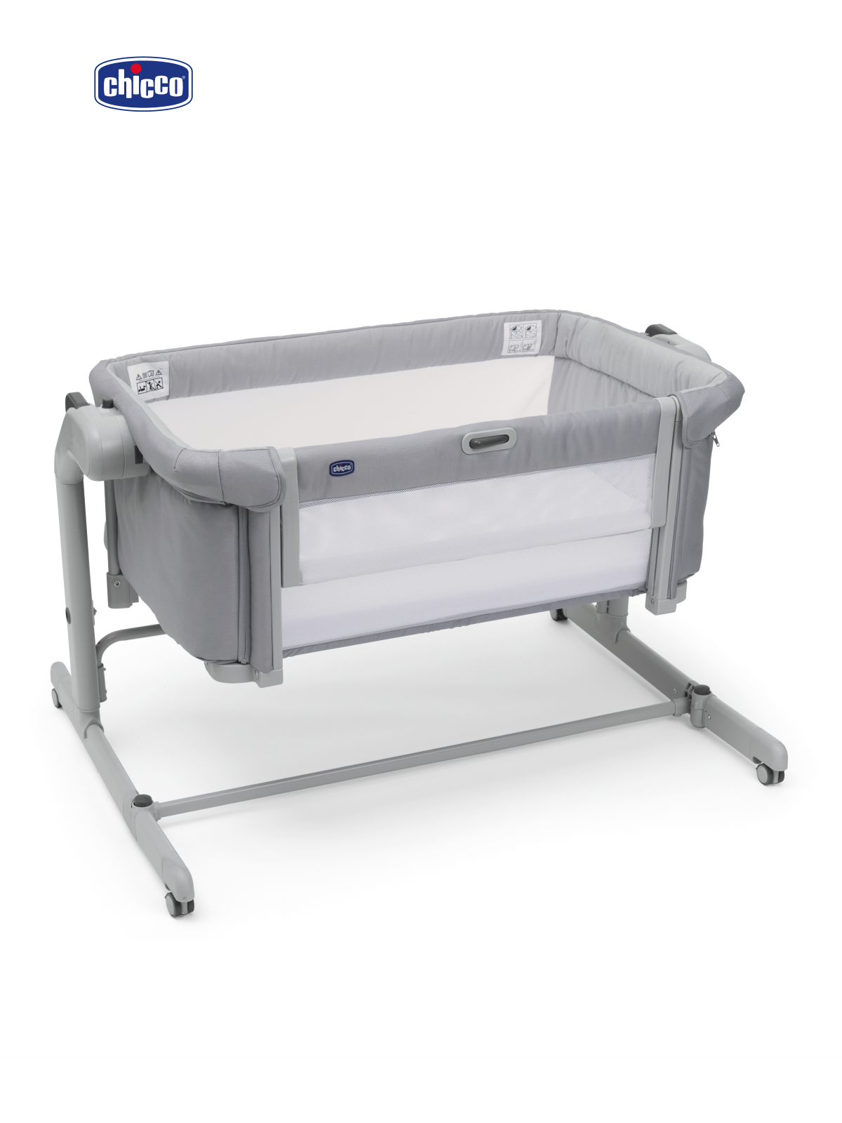 Детская кроватка Chicco Next2Me Magic Evo с рождения до 6 месяцев Grey Mist, поперечный маятник (серый) - фото 18