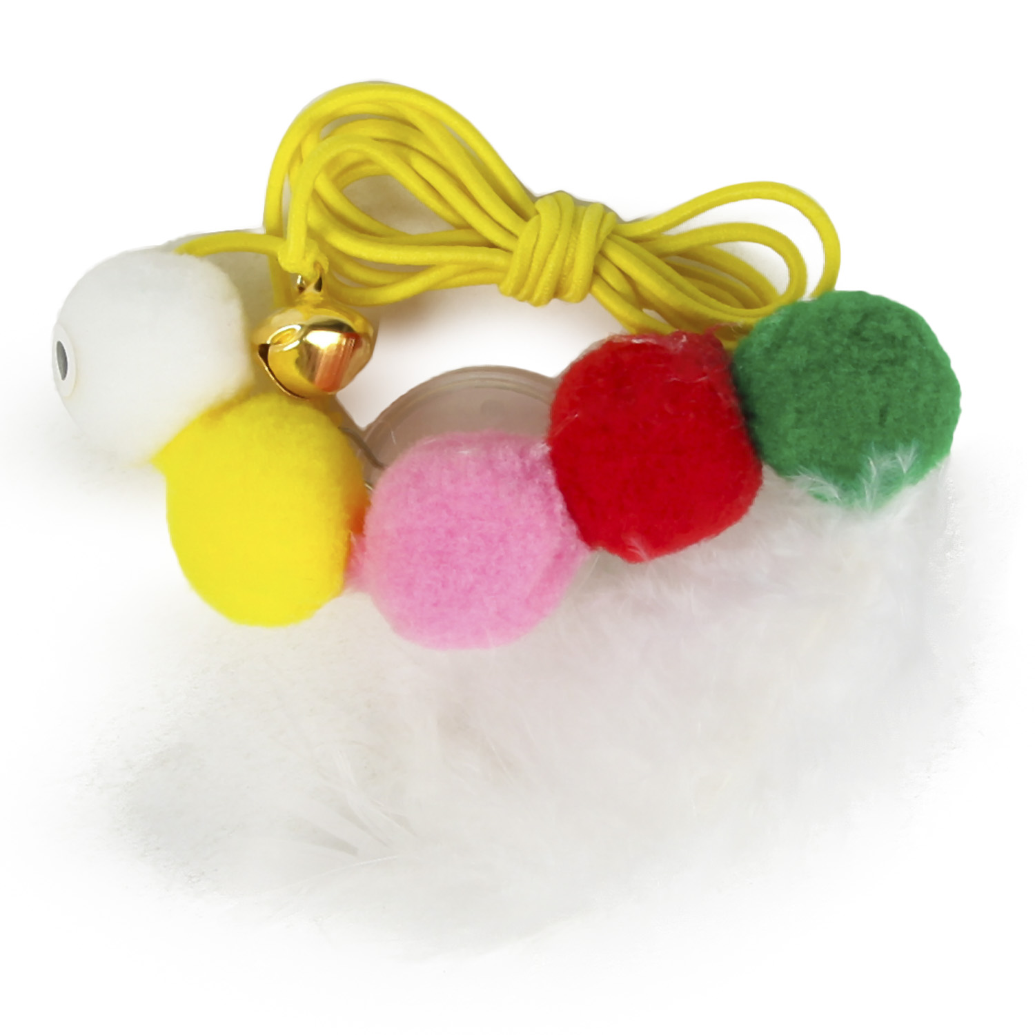 Игрушка для кошек Barbaks Дразнилка Гусеница с бубенчиком на резинке с липучкой на стену 160*10см - фото 3