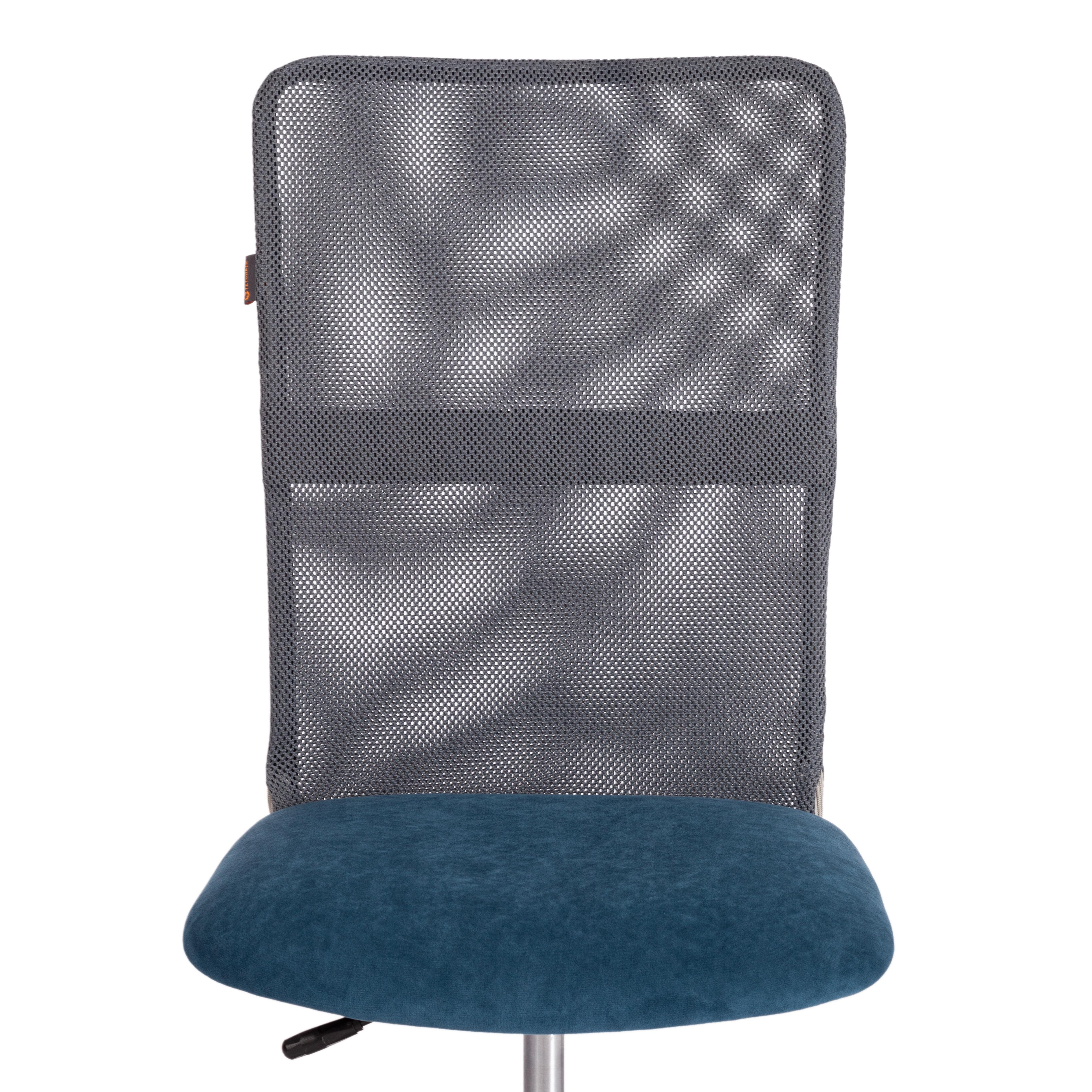 Компьютерное кресло TETCHAIR Старт флок ткань синий серый - фото 7