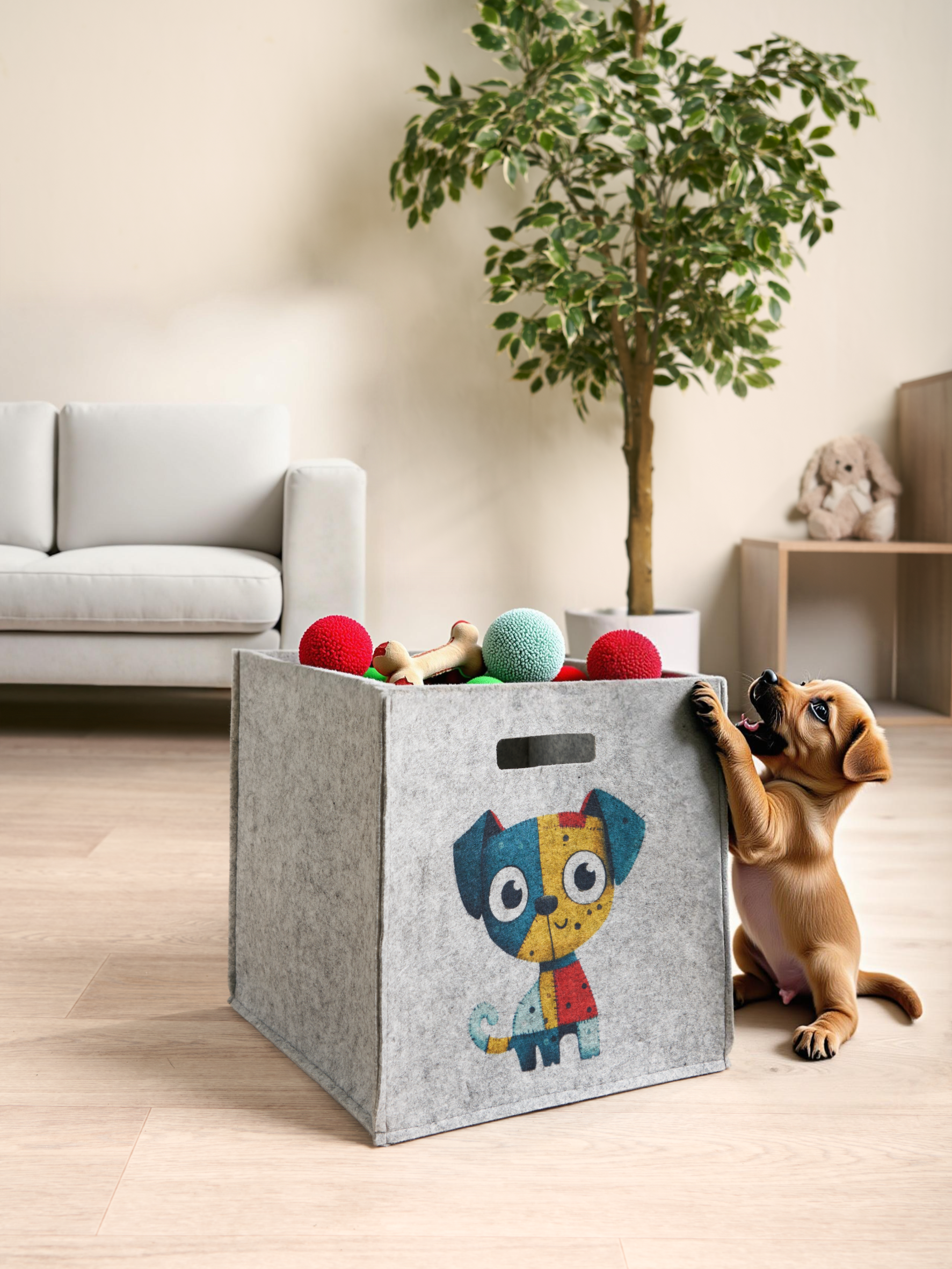 Корзина для хранения игрушек EVA органайзер Котик-Пёсик 30х30х30см 24л - фото 10