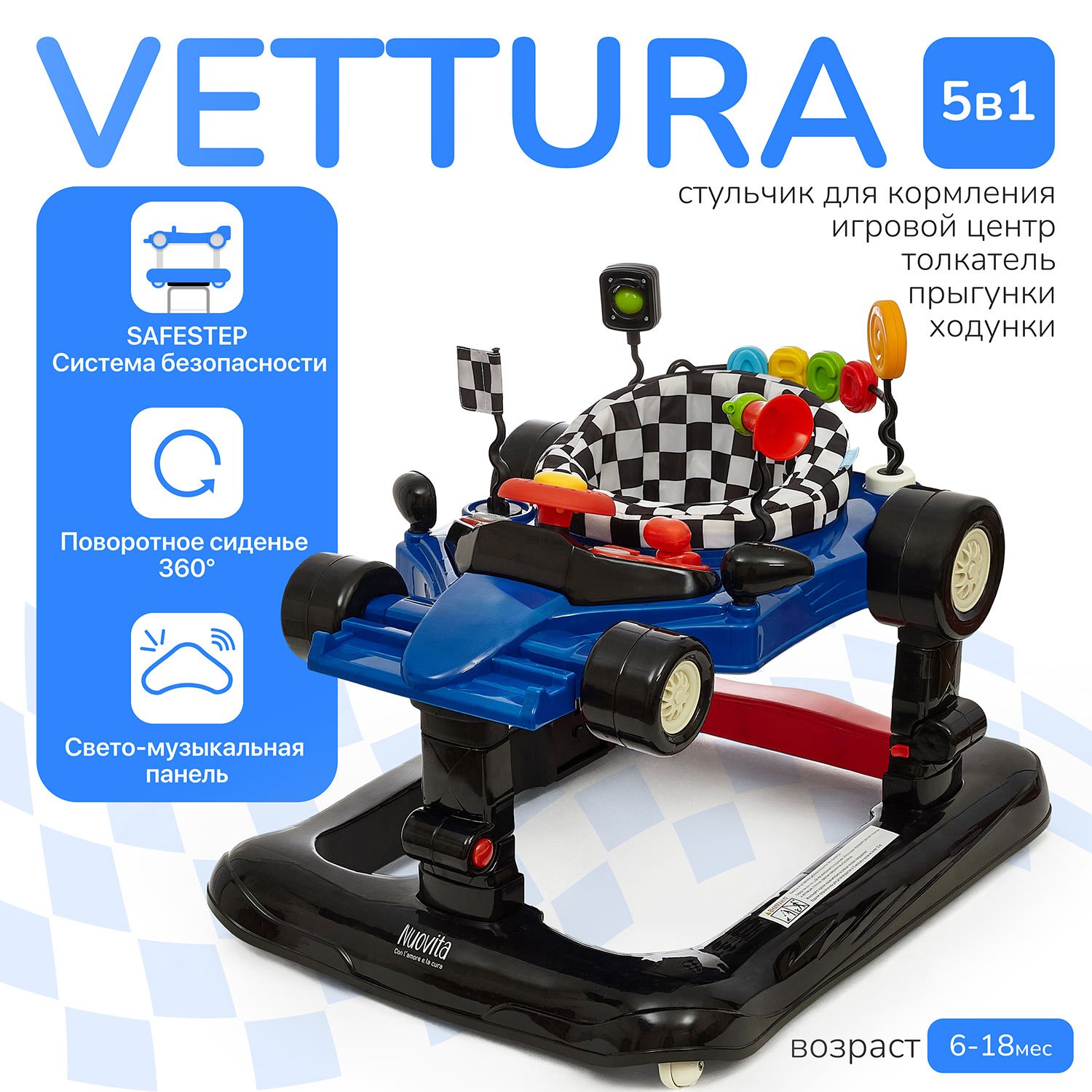 Ходунки Nuovita Vettura синий - фото 1