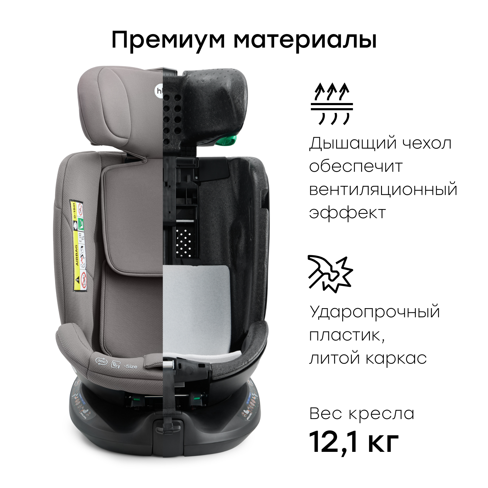 Автокресло Happy Baby kidster Isofix 0+/1/2/3 (0-36 кг) серый - фото 5