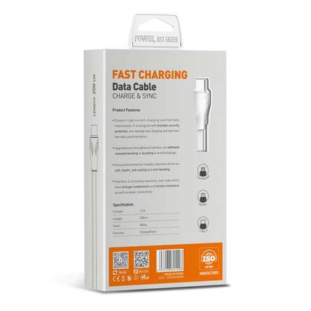 Кабель USB-Lightning LDNIO LS552 2м / 2.1 А / медь: 86 жил / плоский / белый