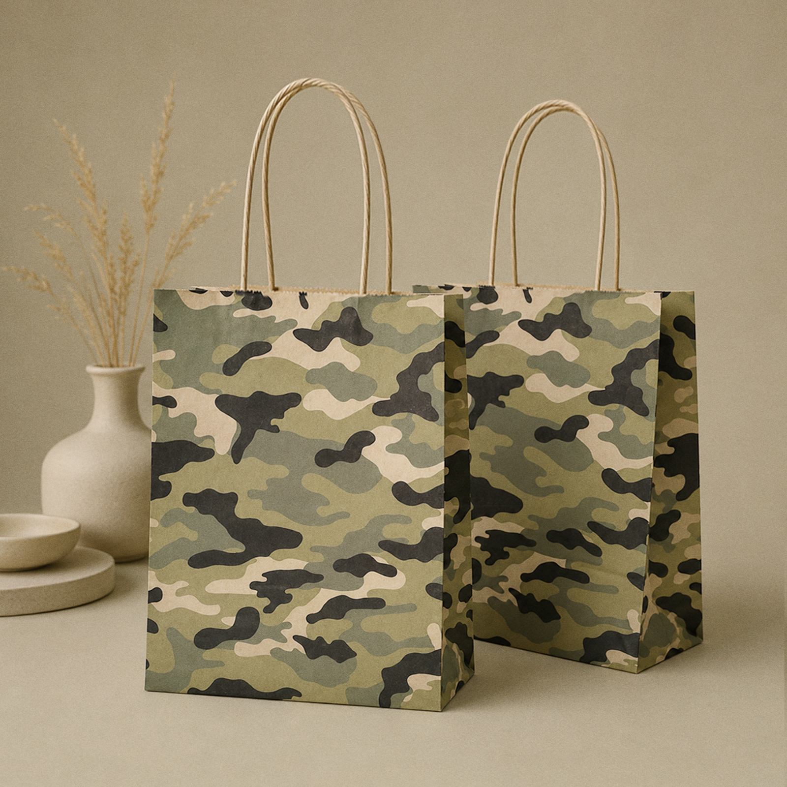 Упаковочные пакеты Gift Mania для подарков папы мужа и дедушки Камуфляж 5 шт 24 х 18 х 9 см - фото 5