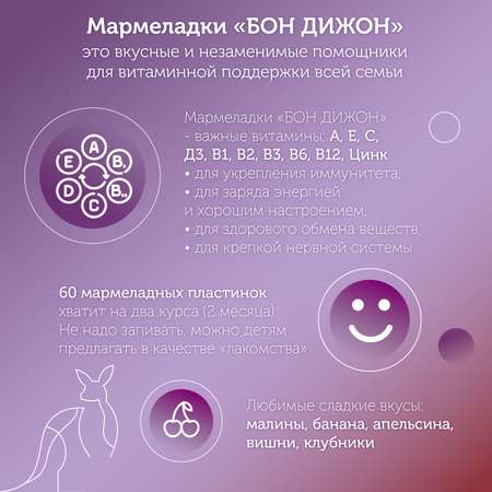 Жевательный мармелад БонДижон БАД Мармеладки Иммуно со вкусом малины