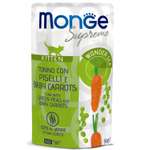 Корм для котят Monge 80г Supreme kitten тунец с зелёным горошком и мини-морковью пауч