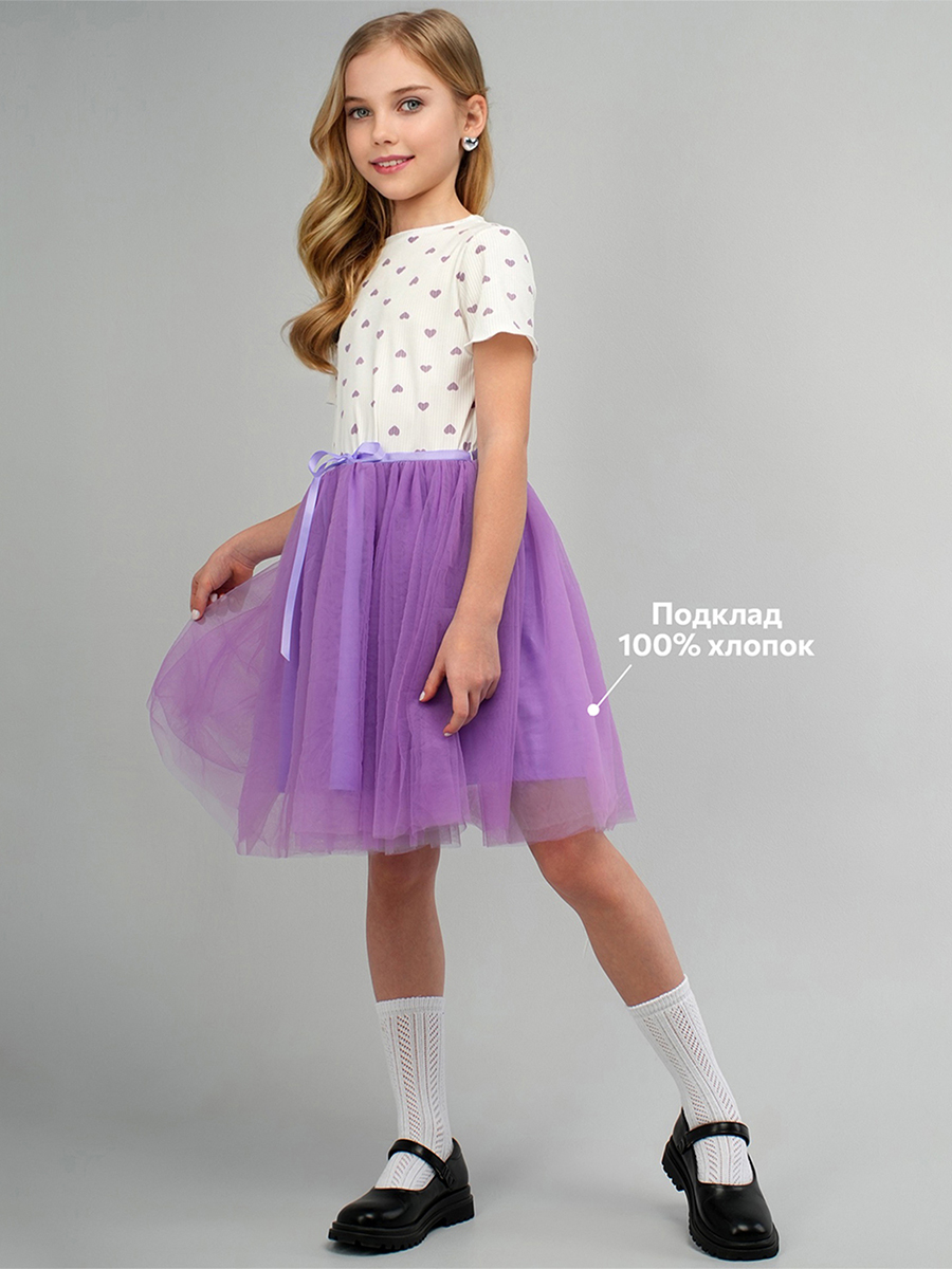 Платье HappyFox HFI3284белый.сиреневый - фото 14