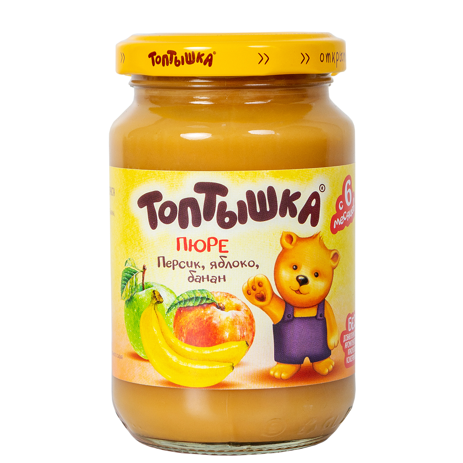 Пюре Топтышка Персик-яблоко-банан с 6 мес 190 г - фото 1
