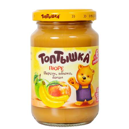 Пюре Топтышка Персик-яблоко-банан с 6 мес 190 г
