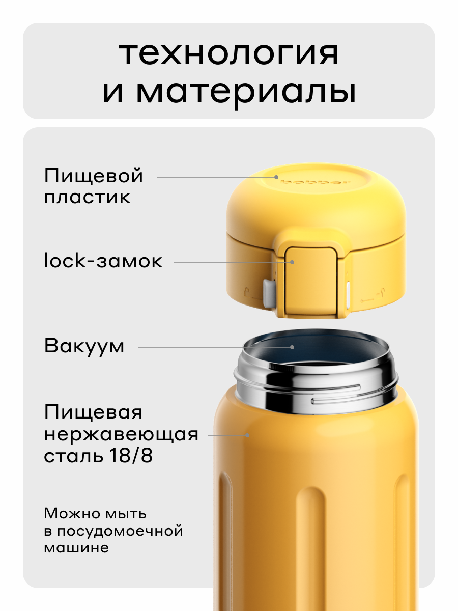 Термокружка для напитков 500 мл Bobber Capsule оранжевый - фото 3