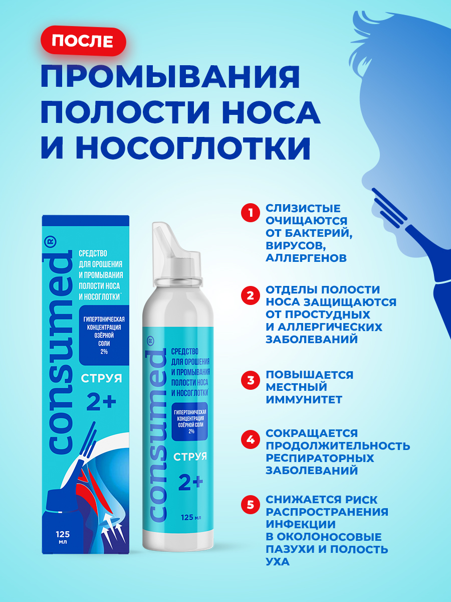 Спрей для промывания Consumed носа струя гипертонический р-р 125 мл - фото 3