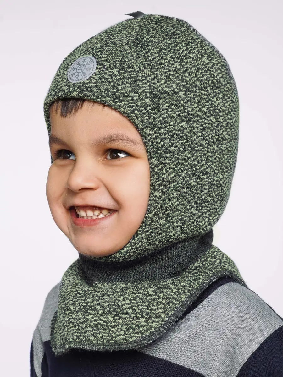 Шапка ПриКиндер U-W_231499 Цвет: Графит-оливковый меланж - фото 3
