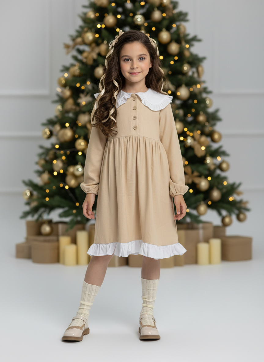 Платье LELUkids LK.CH.81FL/бежевый - фото 1