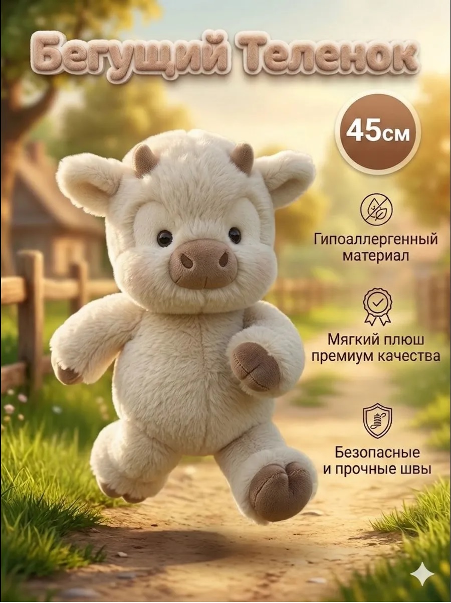 Мягкая игрушка ТОТОША Бегущий теленок 45 см - фото 5