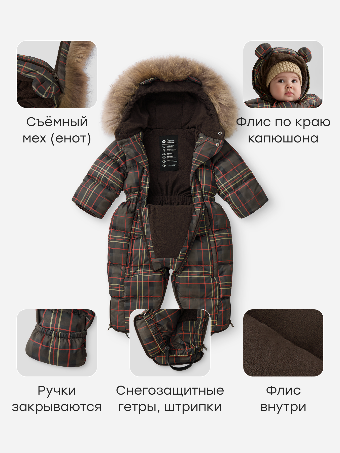 Комбинезон-трансформер Happy Baby 89144-0_dark chocolate (checkered) - фото 5