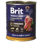 Корм для собак Brit 850г Premium by Nature с говядиной и печенью консервированный