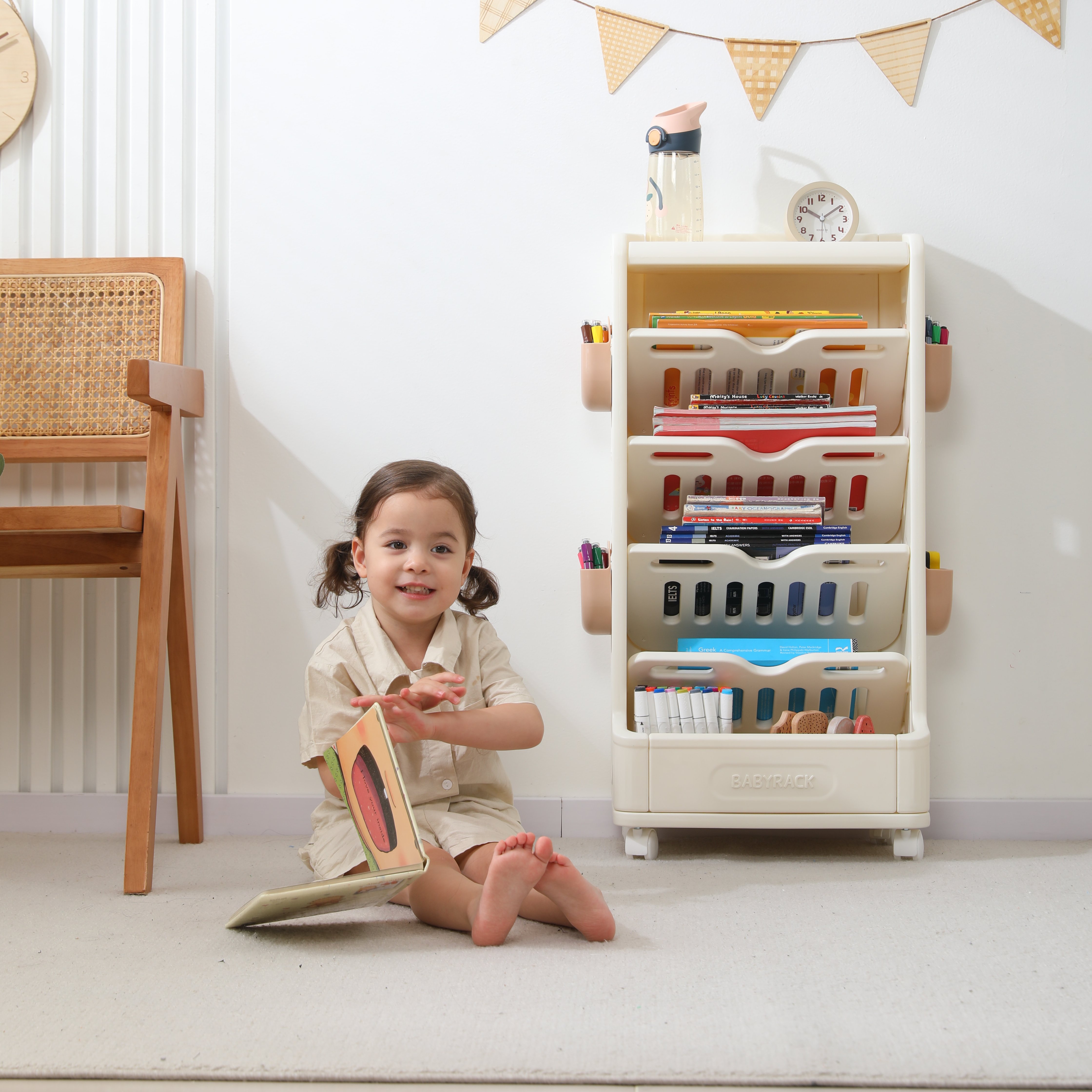 Стеллаж для книг UNIX Kids Babyrack 4 levels Camel - фото 11