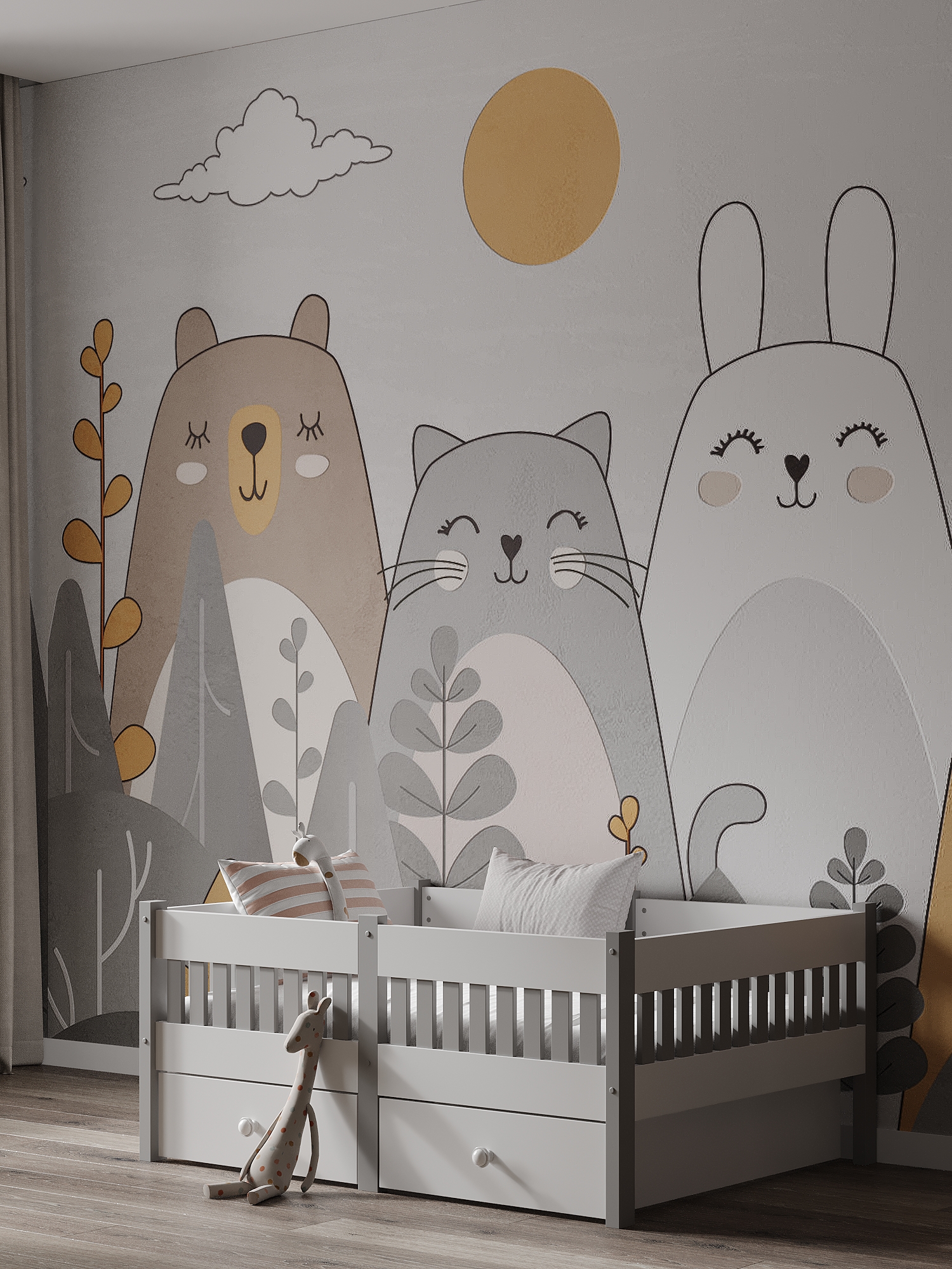 Кровать подростковая Moms charm Бортики (белый, серый) - фото 12