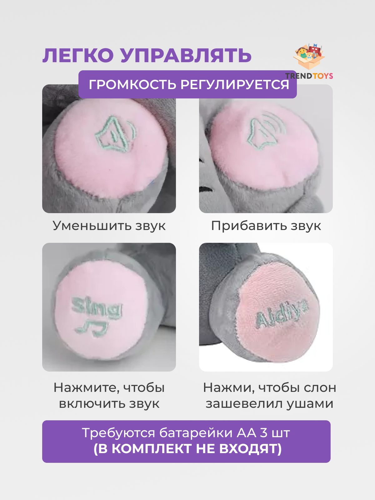 Мягкая игрушка TrendToys слон 30 см - фото 6