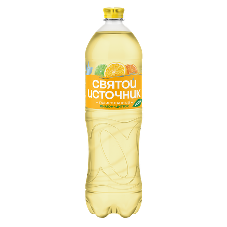 Напиток безалкогольный Святой Источник Вода + Сок со вкусом цитрусов газированный 1.50л ПЭТ