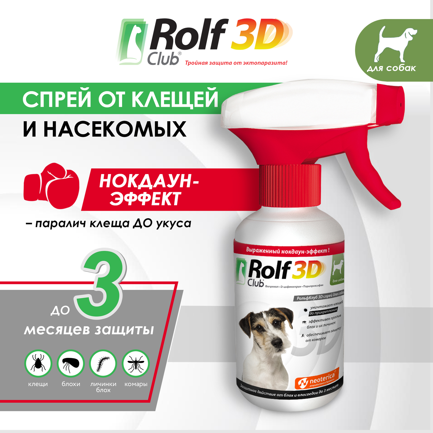 Спрей для собак RolfClub3D от блох и клещей 200мл - фото 2