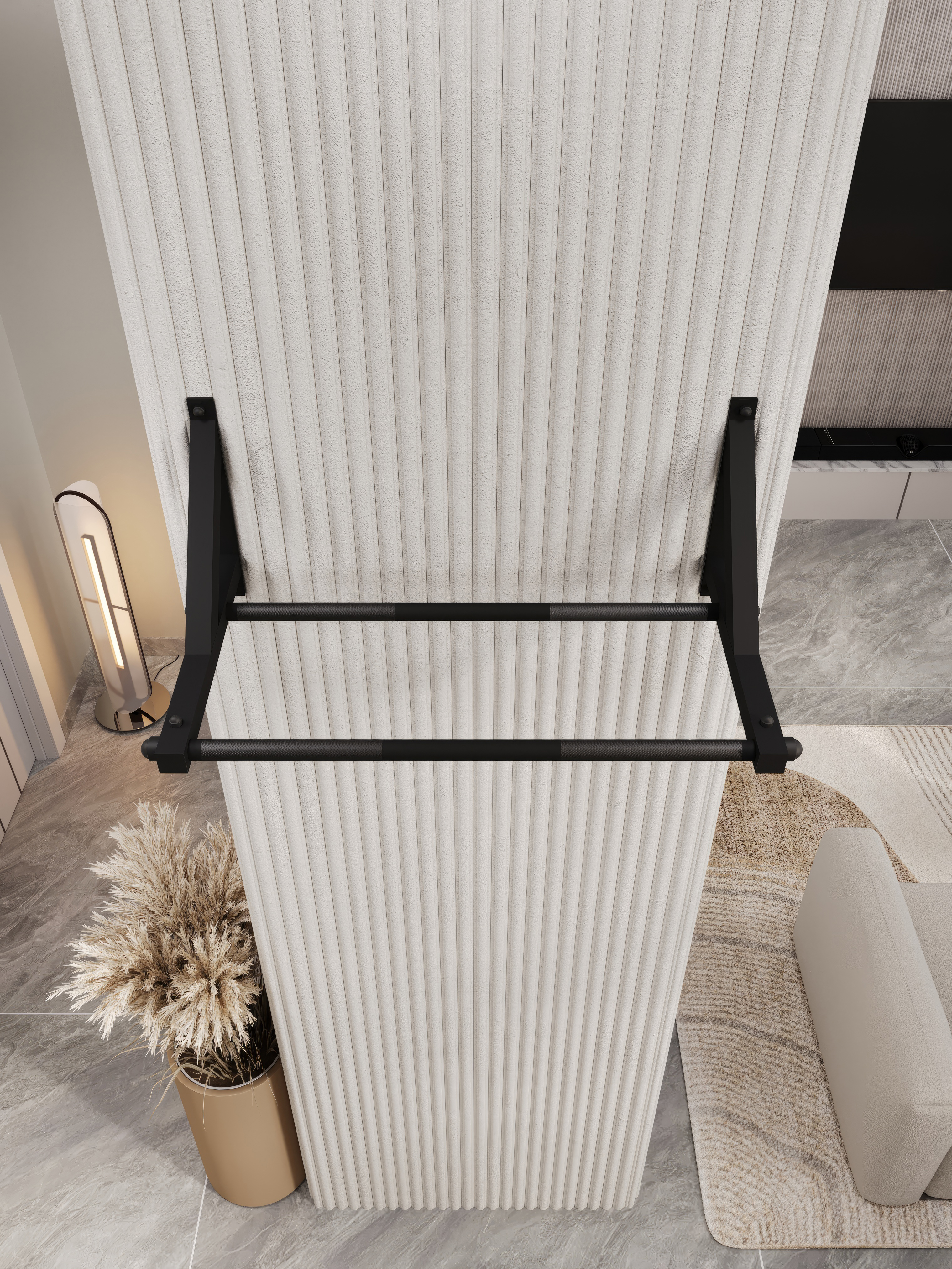 Турник настенный BORABO 2 хвата Классик Black со стальным рифлением хватов - фото 1