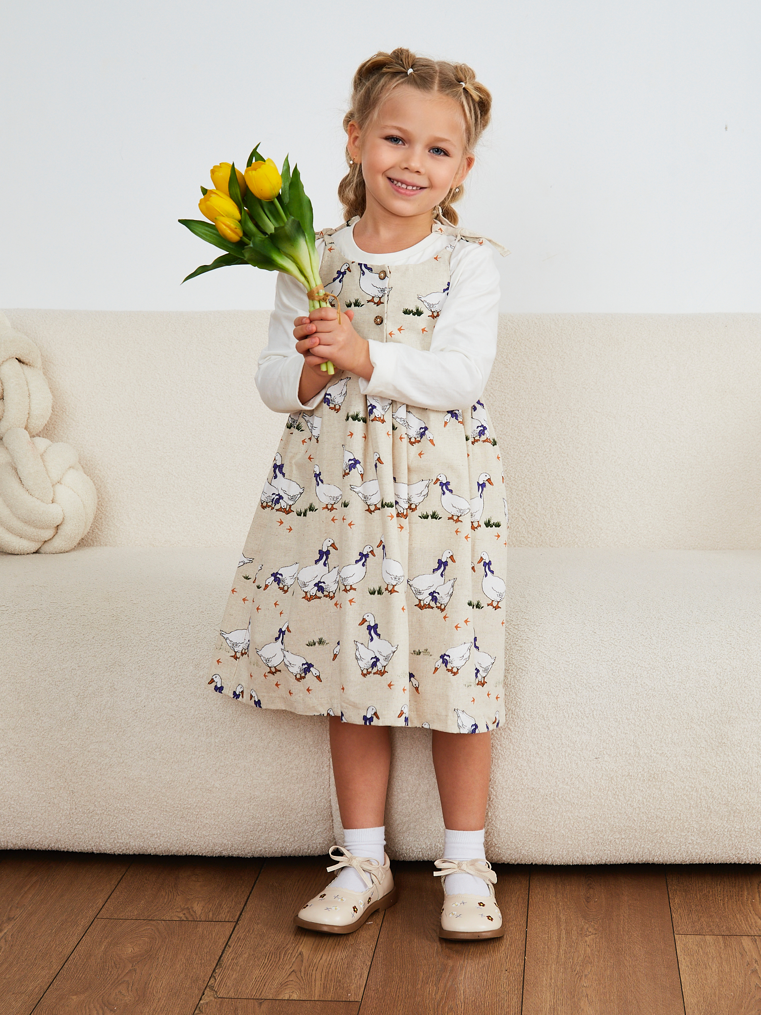 Сарафан MOUN сарафан_девочки_гуси - фото 1