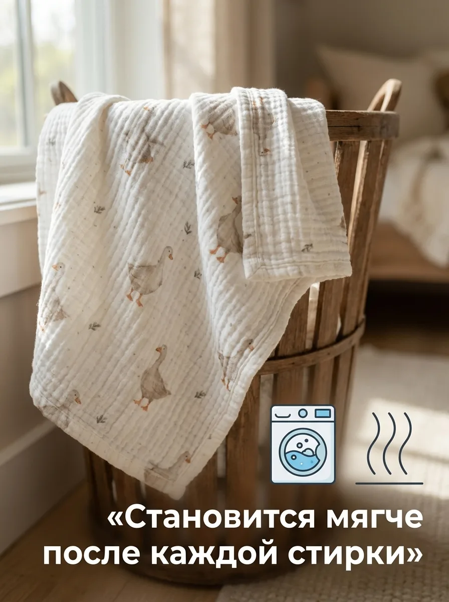 Плед Сонный ежик Муслиновый хлопок 80 x 110 см - фото 3